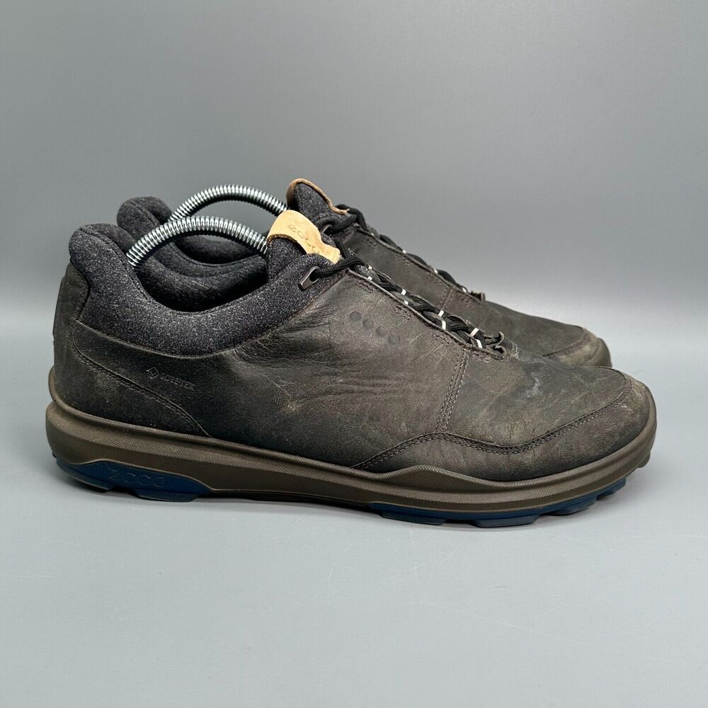 ECCO Biom Gore Tex Yak  Men's 9.5 Black Leather Golf Shoes Lace-Up Round Toe